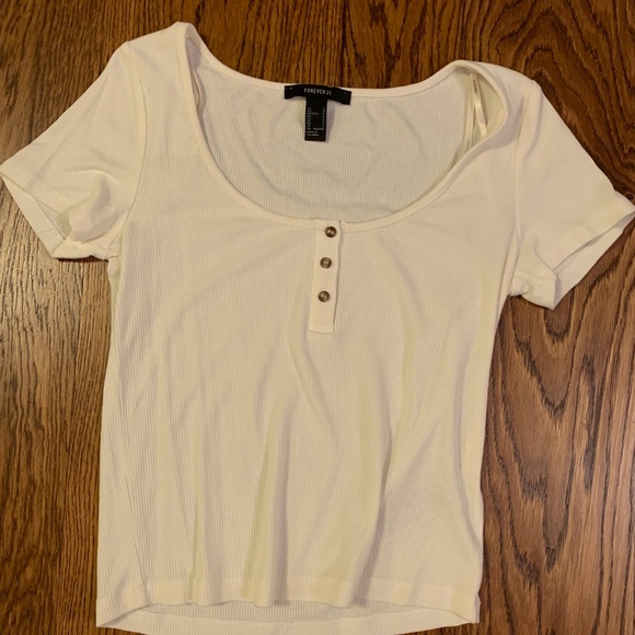 Forever 21 Tops - Forever 21 U-Neck Half Button Up Short Sleeve Top Forever 21 Tops - Forever 21 U-Neck Half Button Up Short Sleeve Top